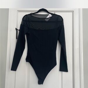 NWT Abercrombie & Fitch Black Mesh Detail Bodysuit